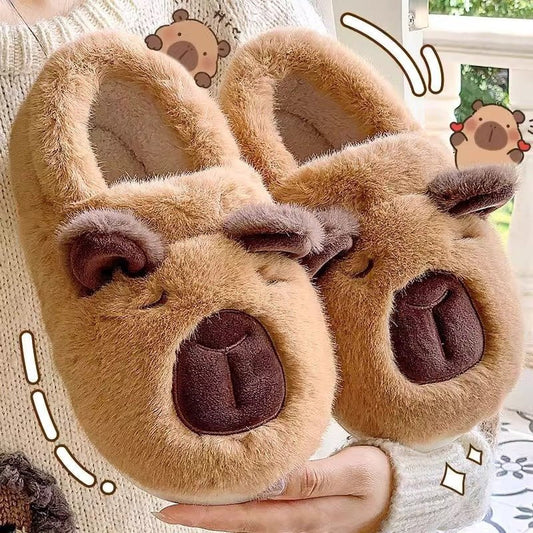 Capabala Cute Plush Platform Heel Covered Outdoor Warm Slippers $35.33 Dana Fashion Color: Bag Heel Beige Size: 36to37 Women's clothing Product information: Lining material: Other Color: brown, beige, brown half slippers, beige half slippers Heel height: