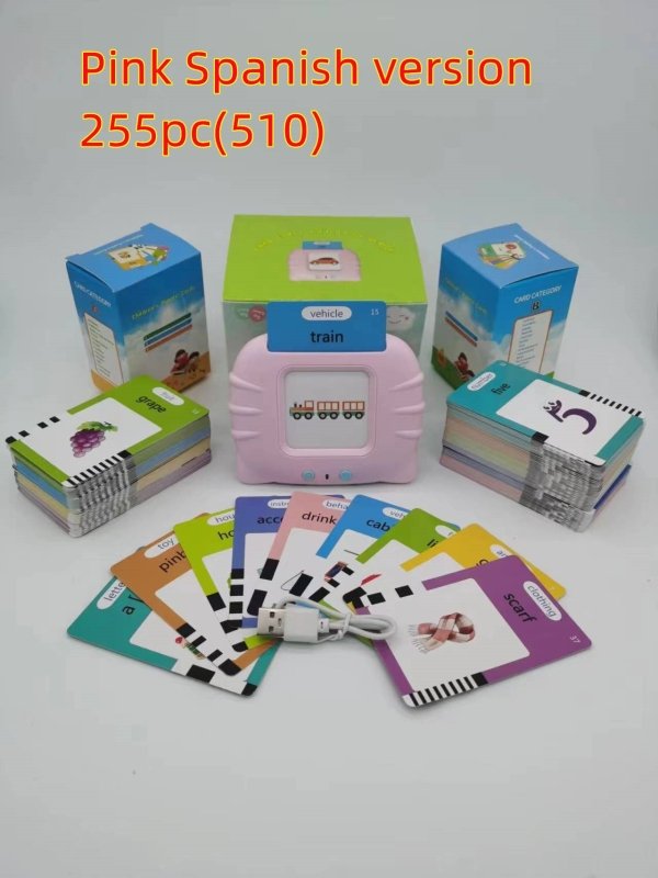 Card Early Education Children's Enlightenment English Learning Machine $29.04 Dana Fashion Color: Pink Spanish version style: With 255cards Toys & Hobbies Produce information Category: Early Education/Preschool Education Story Machine Function: rechargeab