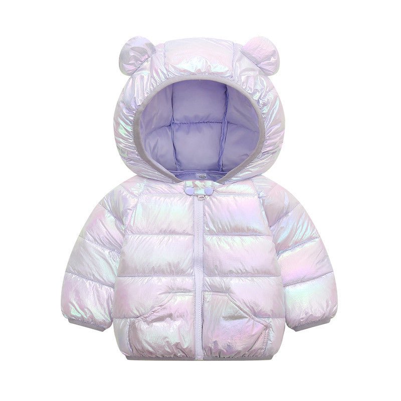 Cartoon children's down padded jacket $32.37 Dana Fashion Color: Light Purple Size: 100cm Baby Clothing Fabric technology: flame retardant, soft treatment Filling: Cotton 96% and above Elements: sports, cartoon, cute, trendy, candy Flat car stitch distanc
