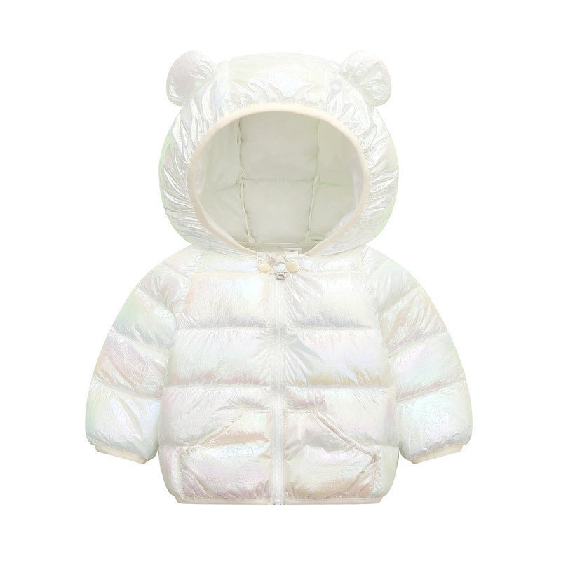 Cartoon children's down padded jacket $32.37 Dana Fashion Color: White Size: 100cm Baby Clothing Fabric technology: flame retardant, soft treatment Filling: Cotton 96% and above Elements: sports, cartoon, cute, trendy, candy Flat car stitch distance 12~14