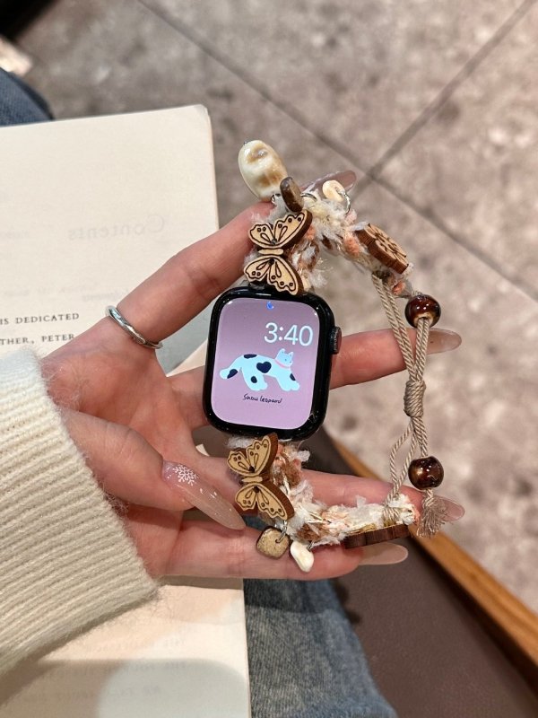 Cartoon Decorative Stretch Carrying Strap Strap Suitable $29.90 Dana Fashion Color: Butterfly Specifications: 38mm40mm41mm Women's Accessories Product information: Color: Puppy, bear, butterfly Applicable model: iPhone Product Size: 38/40/41/42/44/45/49mm