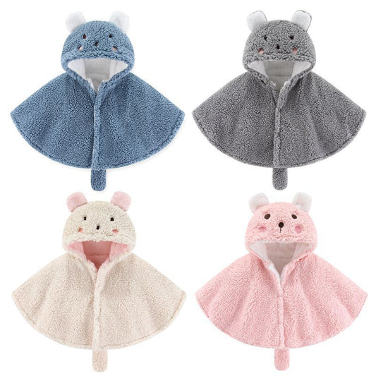 Cartoon Super Cute Boys And Girls Capes Baby Children's Shawl Coat $29.34 Dana Fashion Color: Blue Child size: 100cm Baby Clothing Product information: Thickness: Normal Hooded or not: Hooded Closed style: single breasted Liner type: Polyester liner Fabri