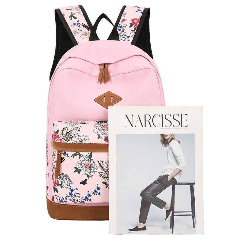 Casual Backpack Three-piece Large Capacity Student Schoolbag Japanese Style $40.50 Dana Fashion Color: All Black Color Women's Bags Product information: Lining texture: Polyester Applicable scenarios: Business travel Color: pink stitching, full pink color