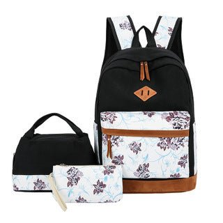 Casual Backpack Three-piece Large Capacity Student Schoolbag Japanese Style $40.50 Dana Fashion Color: Black Panel Women's Bags Product information: Lining texture: Polyester Applicable scenarios: Business travel Color: pink stitching, full pink color, fu