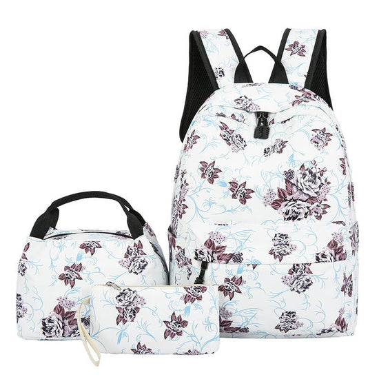 Casual Backpack Three-piece Large Capacity Student Schoolbag Japanese Style $40.50 Dana Fashion Color: All Black Color Women's Bags Product information: Lining texture: Polyester Applicable scenarios: Business travel Color: pink stitching, full pink color