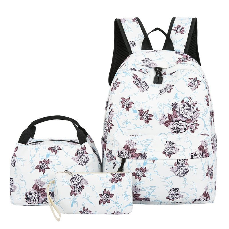 Casual Backpack Three-piece Large Capacity Student Schoolbag Japanese Style $40.50 Dana Fashion Color: All Black Color Women's Bags Product information: Lining texture: Polyester Applicable scenarios: Business travel Color: pink stitching, full pink color