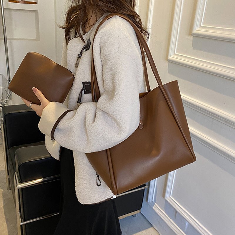 Casual Large Capacity Tote Bags For Women Fashion Solid Color Shopping Shoulder Bag With Wallet Ladies Handbag $36.50 Dana Fashion Color: Black Women's Bags Product information: Material:PU Style: fashionable and simple Features:Solid color Color: khaki,