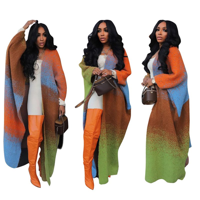 Casual Loose Knitted Long Women's Coat $58.37 Dana Fashion Color: Orange Green Size: Free Size Women's clothing Product information: Color: Orange Green Main fabric composition: Polyester (polyester fiber) Size: free size (chest circumference 220CM, lengt