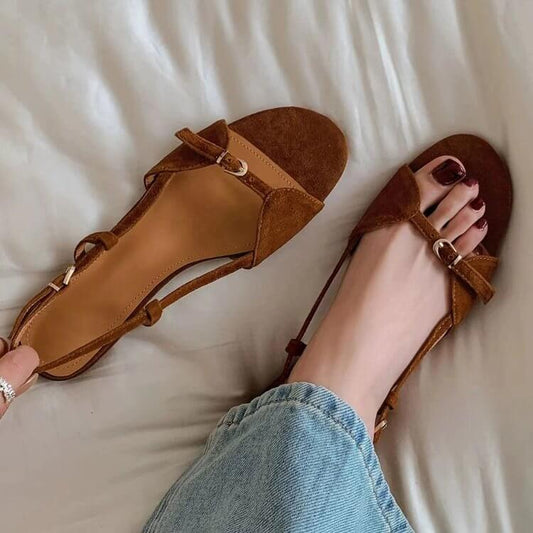 Casual Solid Color Round Toe Solid Color Women's Sandals $32.50 Dana Fashion Color: Dark Brown Size: 35 Women's shoes Product information: Applicable age: Adult Toe holder shape: round head Color: dark brown Popular elements: belt buckle Style: Korean sty