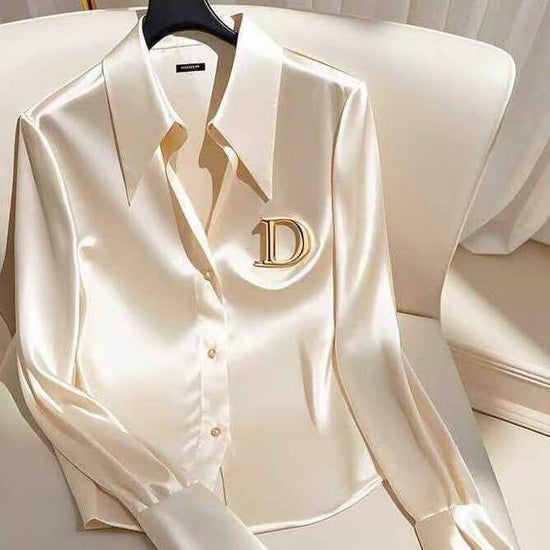 Casual Versatile Solid Color Women's Long Sleeve Top $49.50 Dana Fashion Color: Champagne Size: L Women's clothing Product information: Pattern: solid color Fabric name: Polyester Fiber Color: Champagne Sleeve type: shirt sleeve Size: S 35.00kg-45.00kg,M