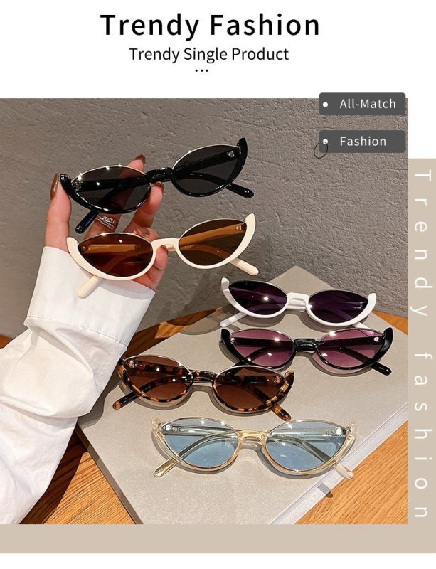 Cat Eye Sunglasses Women European And American Fashion Trending $15.52 Dana Fashion Color: Beige Frame Dried Women's Accessories Product information: Applicable scenarios: sun protection, fashion wear, stage performance, party gathering Color: Black Frame