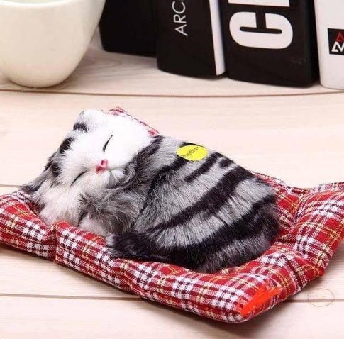 Cat Sleeping Doll With Meow Sound $18.11 Dana Fashion Color: Gray Toys & Hobbies SIZE :17*14CM When you press the logo on your stomach, you will make a squeaking sound. It is dynamic, lifelike, soft and comfortable. Strong anti-destructive ability, not ea