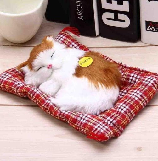 Cat Sleeping Doll With Meow Sound $18.11 Dana Fashion Color: Whiteyellow Toys & Hobbies SIZE :17*14CM When you press the logo on your stomach, you will make a squeaking sound. It is dynamic, lifelike, soft and comfortable. Strong anti-destructive ability,