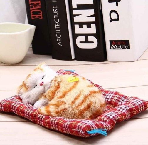 Cat Sleeping Doll With Meow Sound $18.11 Dana Fashion Color: Yellow Toys & Hobbies SIZE :17*14CM When you press the logo on your stomach, you will make a squeaking sound. It is dynamic, lifelike, soft and comfortable. Strong anti-destructive ability, not