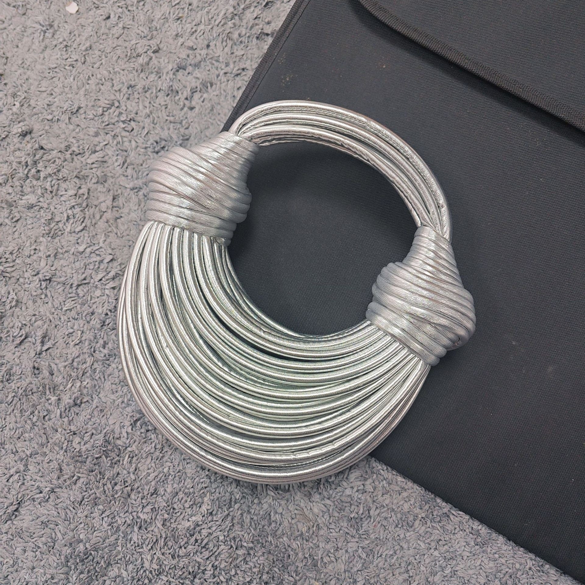 Instafamous Metal Noodles Underarm Bag Fashion Shiny Surface - Dana Fashion