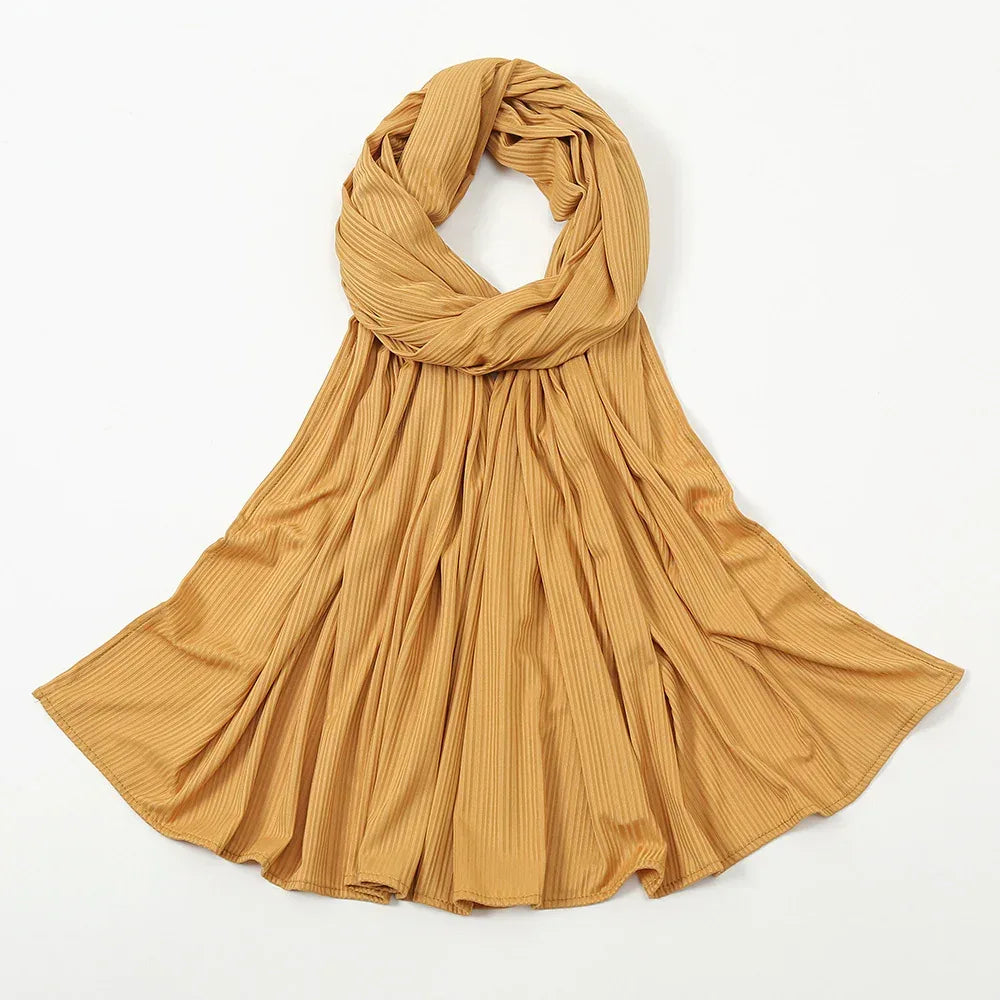Women's Knitted Thread Cotton Striped Solid Color Scarf - DanaFashionstore
