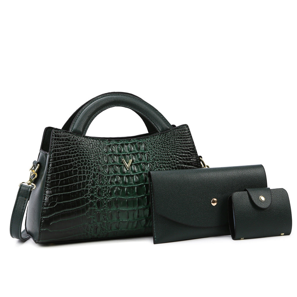 Women's Crossbody Leather Crocodile Pattern Shoulder Handbag - Dana Fashion