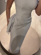 Solid Color Off-Shoulder Sleeveless Maxi Dress
