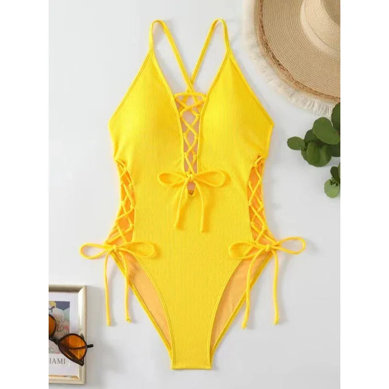 European And American Sexy Backless Siamese Bikini Swimsuit - DanaFashionstore