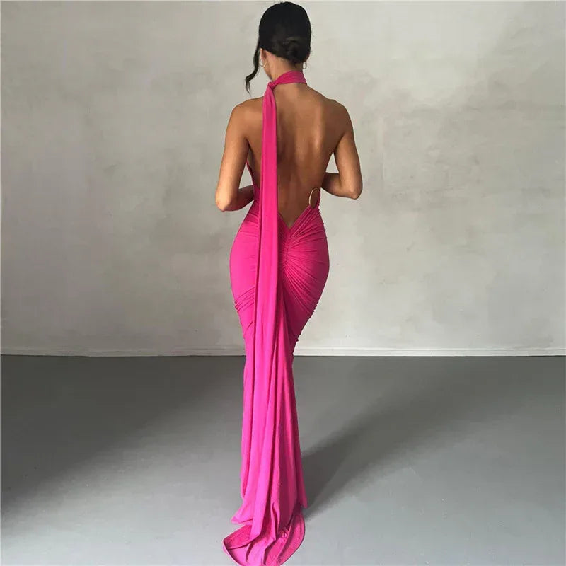 Backless Halter Sheath Dress For Women - DanaFashionstore