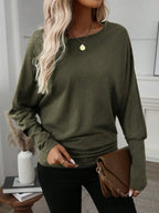 Women Solid Color Long Sleeve Minimalist Casual Top - DanaFashionstore