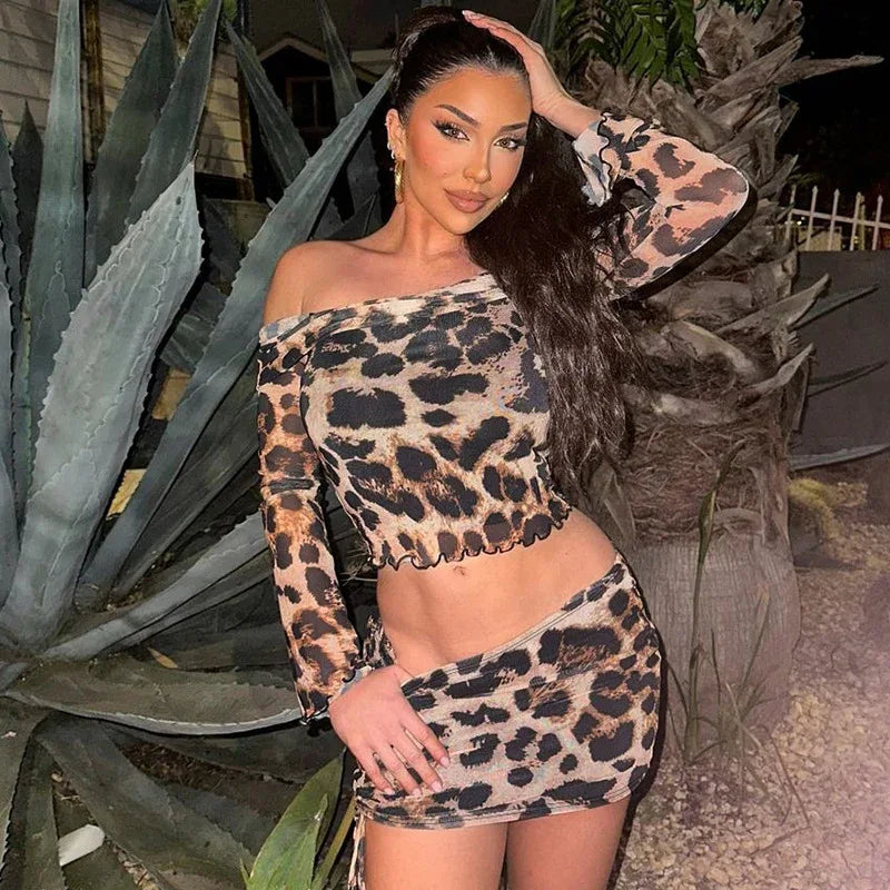 Long-sleeve Top And Figure-hugging Drawstring Skirt Set - DanaFashionstore