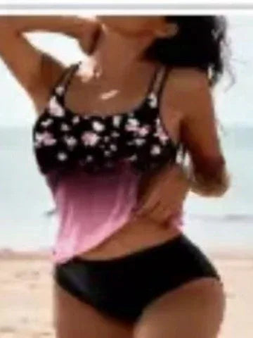 Retro Split High Waist Bikini Beach Print Strap Swimsuit - DanaFashionstore