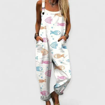 Digital 3D Print Button Suspenders 2026 - Casual Trousers Jumpsuit - DanaFashionstore