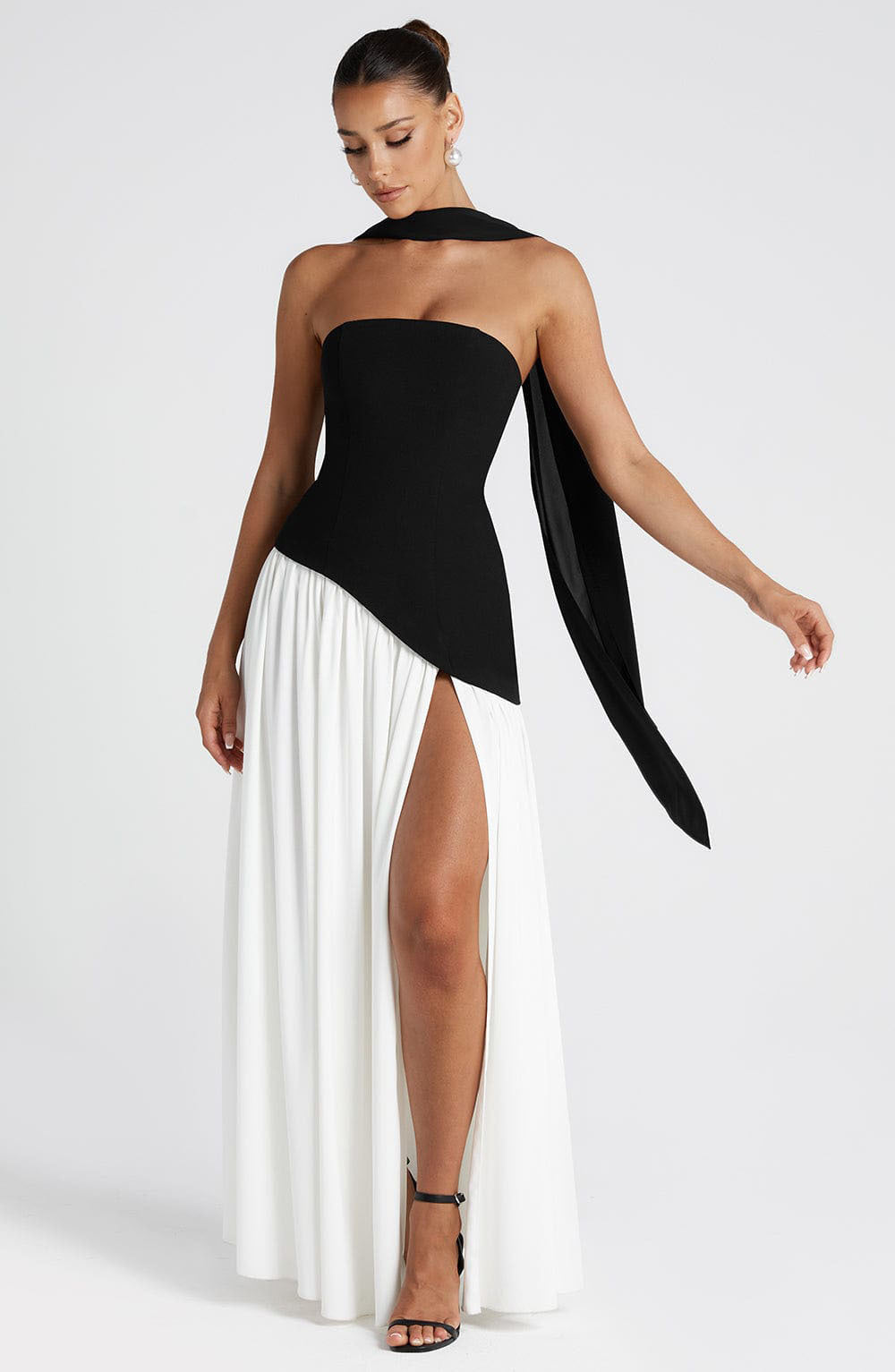 Spring And Summer New Color Matching Tube Top Sexy Off-the-shoulder Dress