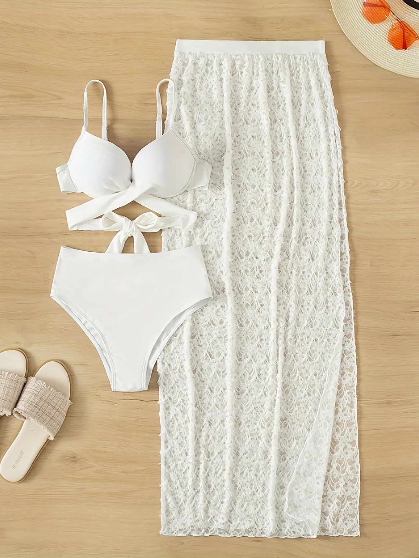 Swimsuit Elegant Gathered Long Skirt Bikini Three Pieces - DanaFashionstore