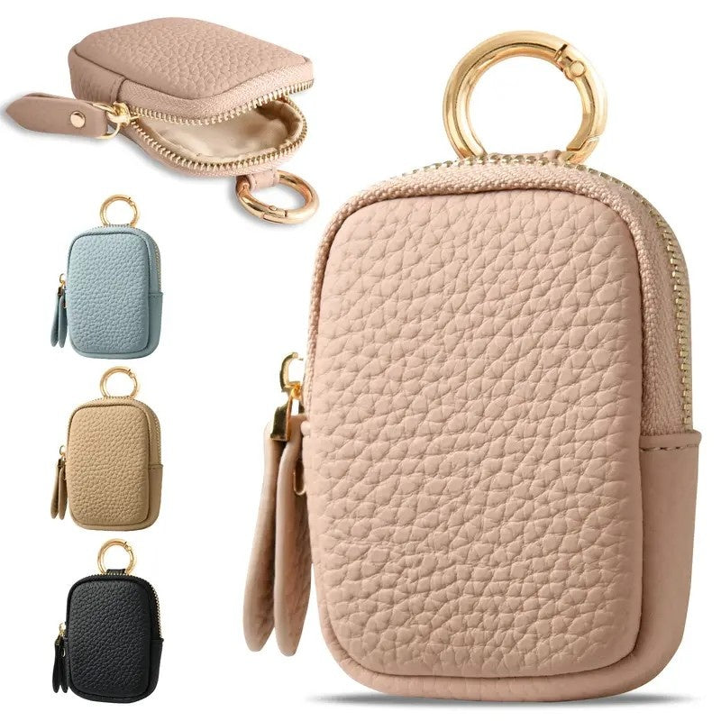 Leather Coin Purse, Small Change Purse Keychain Wallet For Women, Mini Coin Pouch With Zipper - Dana Fashion