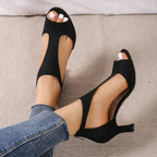Women's Zippered High Heeled Fish Beak Sandals - DanaFashionstore