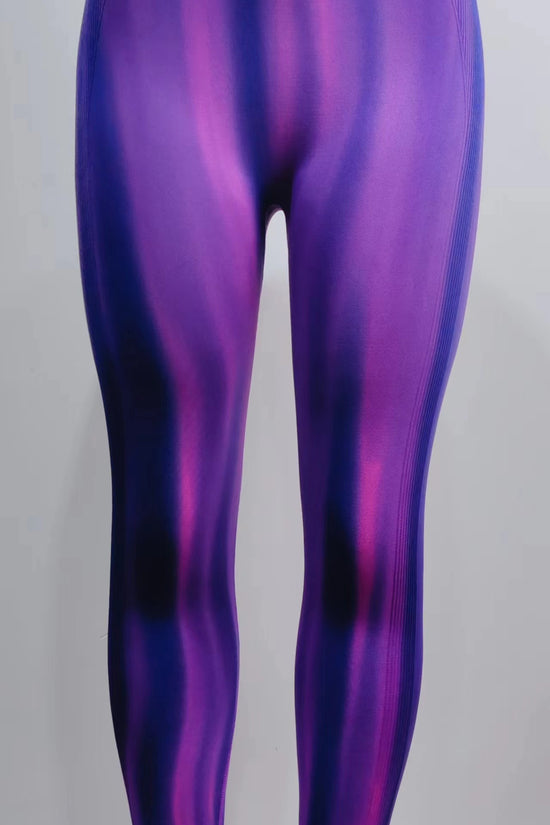 New Tie Dye Aurora Print Sports Pants Seamless High Waisted Fitness Yoga Pants For Women Gym Running Sweatpants Trousers