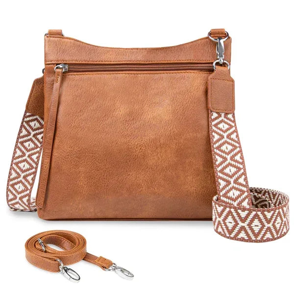 Crossbody Bags For Women With 2 Adjustable Straps Multi Pocket Small Cross Body Purse-Brown - DanaFashionstore