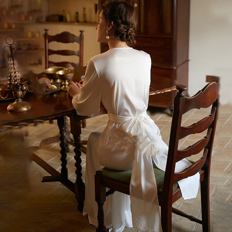 Bride French Luxury Long Silk Nightgown - Dana Fashion