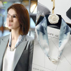 Magnetic Buckle Silk Women Scarf Pearl Necklace - DanaFashionstore