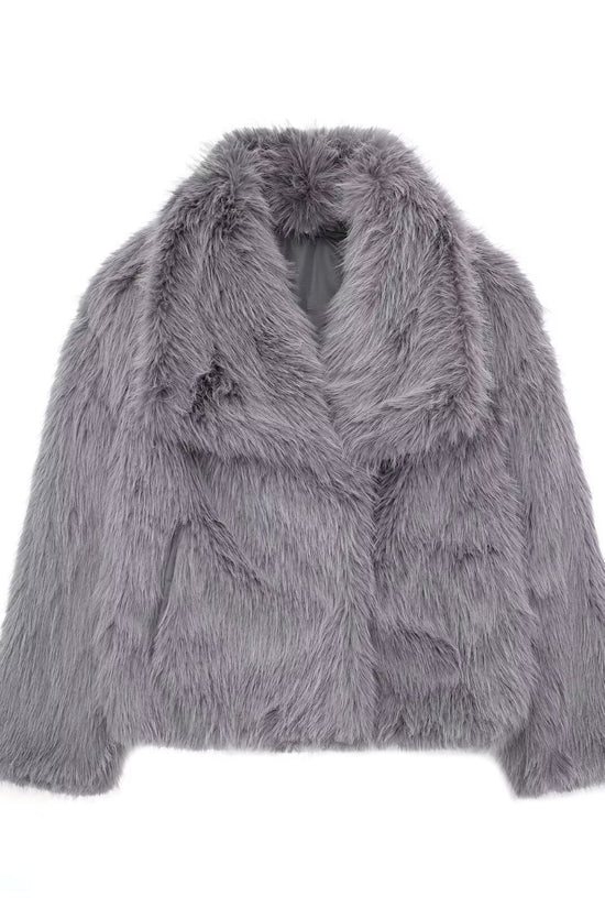 Winter Plush Coat Fashion Warm Thicken Fluffy Lapel Jacket Outwear Casual Long Sleeve Tops Womens Clothing