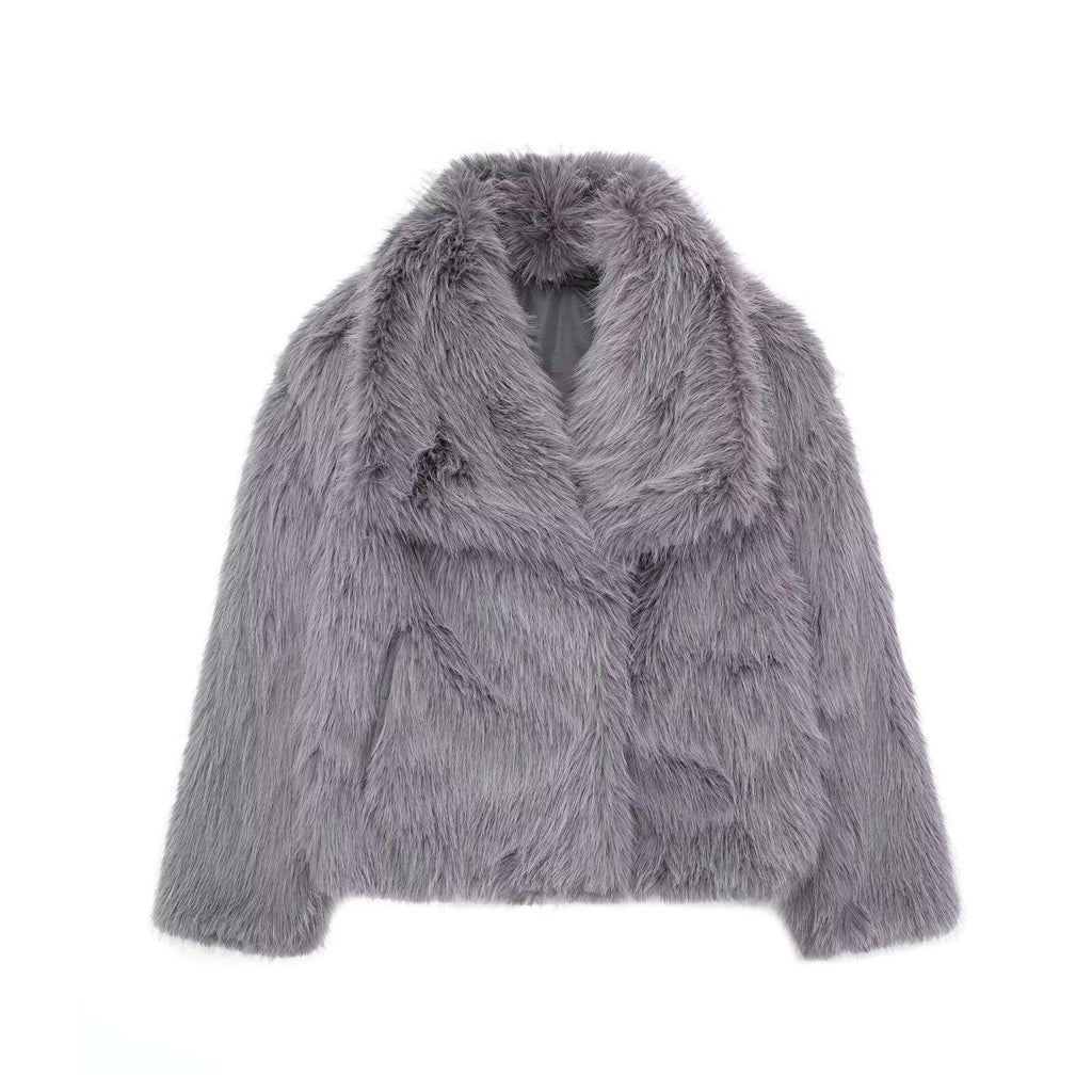 Winter Plush Coat Fashion Warm Thicken Fluffy Lapel Jacket Outwear Casual Long Sleeve Tops Womens Clothing - DanaFashionstore