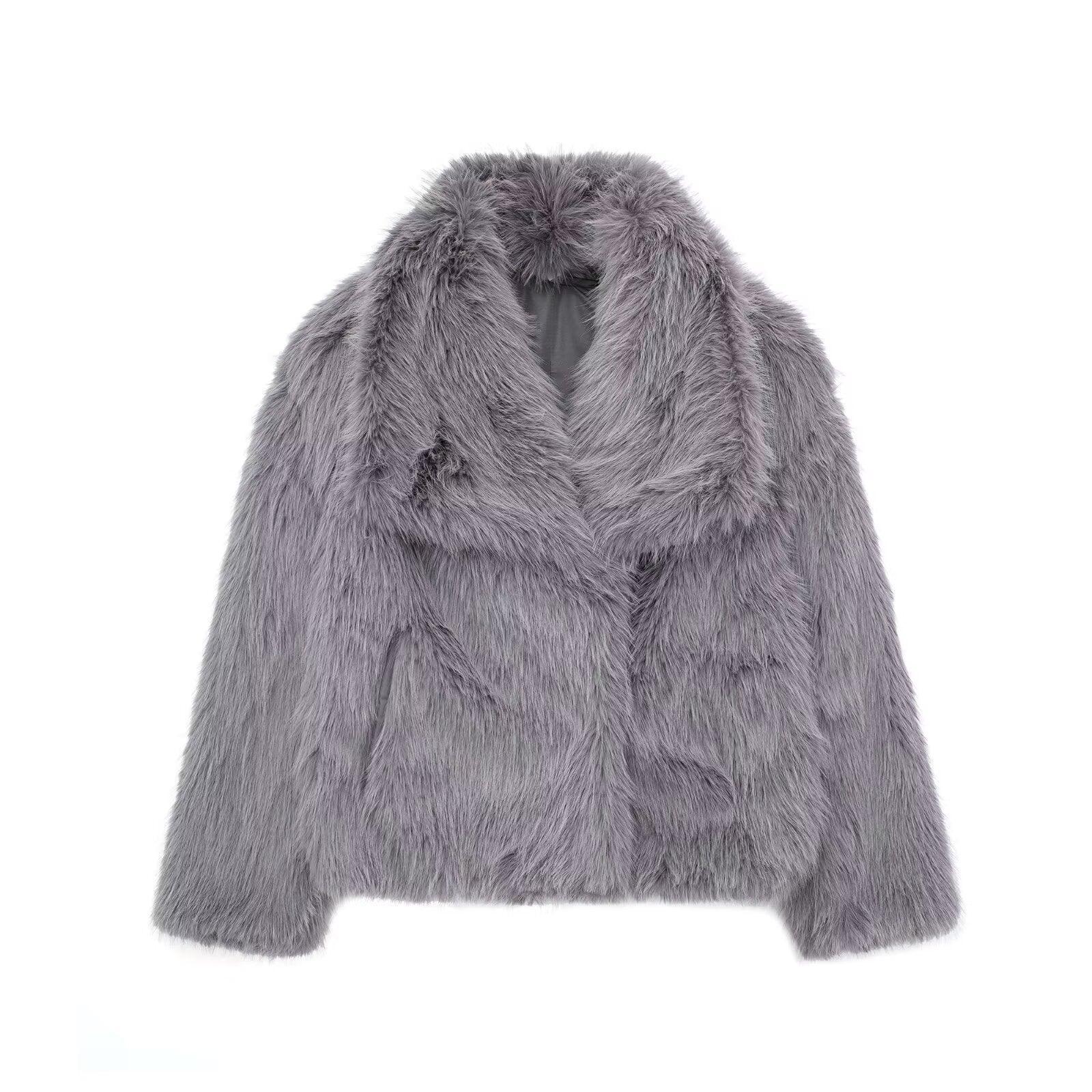 Winter Plush Coat Fashion Warm Thicken Fluffy Lapel Jacket Outwear Casual Long Sleeve Tops Womens Clothing - DanaFashionstore