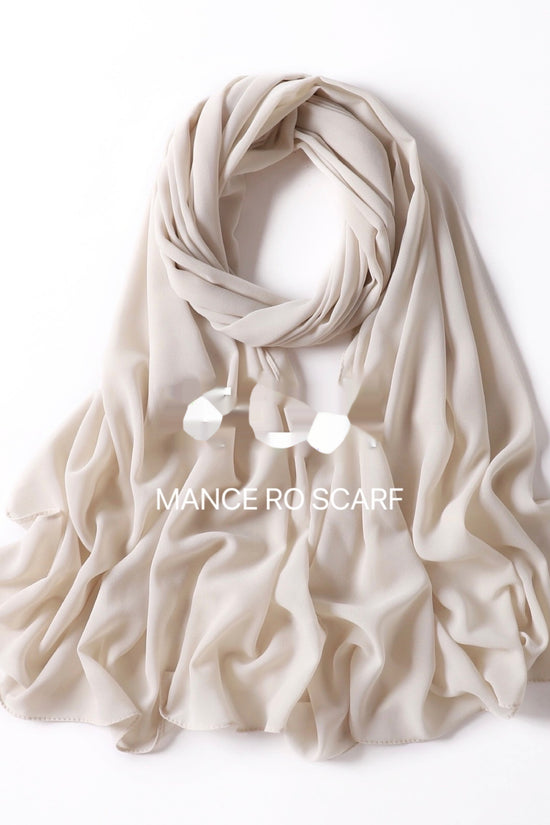 Pure Color Pearl Chiffon Scarf Headcloth Veil Chiffon Scarf