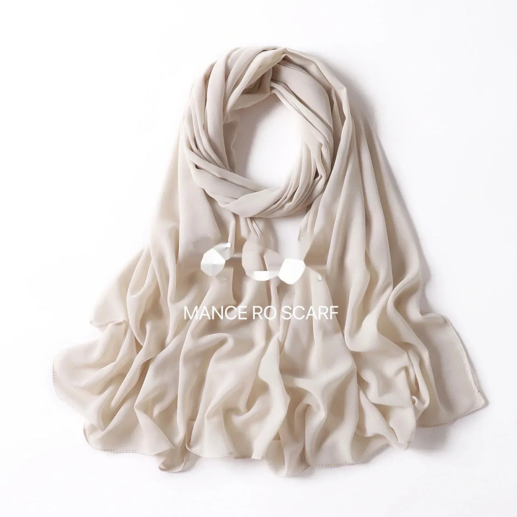 Pure Color Pearl Chiffon Scarf Headcloth Veil Chiffon Scarf - DanaFashionstore