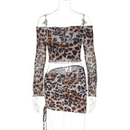 Long-sleeve Top And Figure-hugging Drawstring Skirt Set - DanaFashionstore