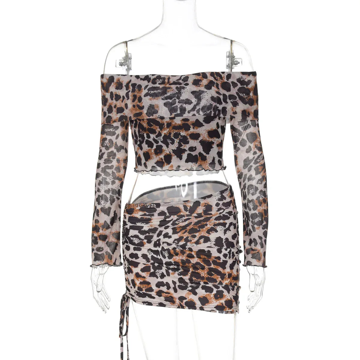 Long-sleeve Top And Figure-hugging Drawstring Skirt Set - DanaFashionstore