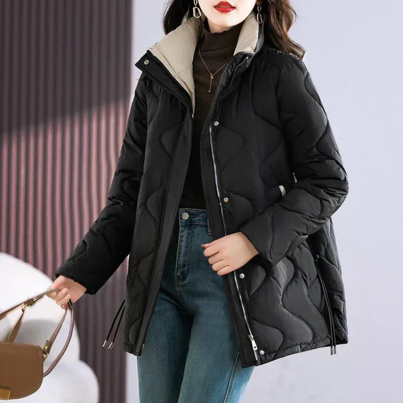 Mid-Length Loose Simple Cotton-Padded Coat 2026 - Minimalist Winter Jacket - DanaFashionstore