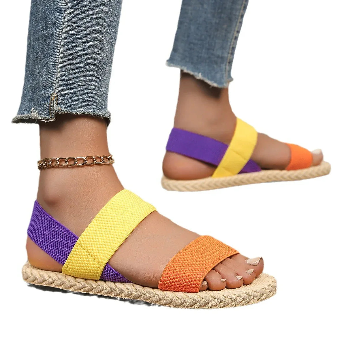 Women's Non-slip Wear-resistant Comfortable Soft Bottom Color Flat Sandals - DanaFashionstore