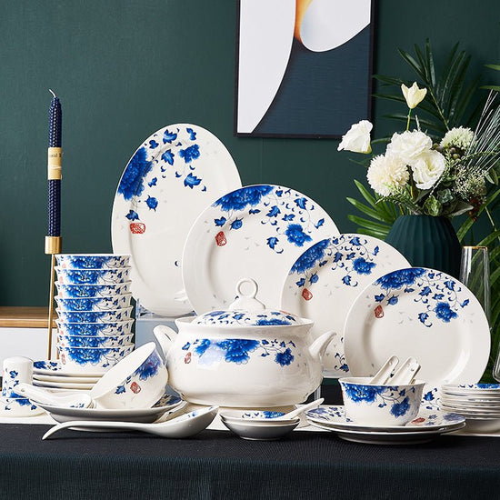 Ceramic Bowls And Saucers Set Bone China Bowls And Plates $54.23 Dana Fashion Color: National colors style: 12heads Dana's Kitchen Product information: Material: Porcelain Microwave: available Style: Chinese Pattern: rim Surface technology: overglaze Pack