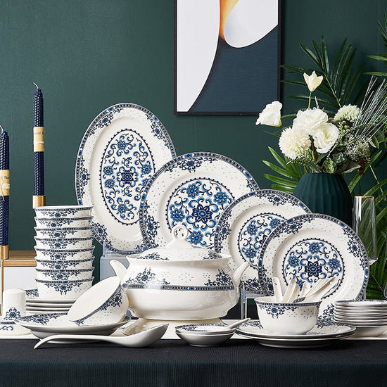Ceramic Bowls And Saucers Set Bone China Bowls And Plates $54.23 Dana Fashion Color: Exquisite wealth style: 12heads Dana's Kitchen Product information: Material: Porcelain Microwave: available Style: Chinese Pattern: rim Surface technology: overglaze Pac