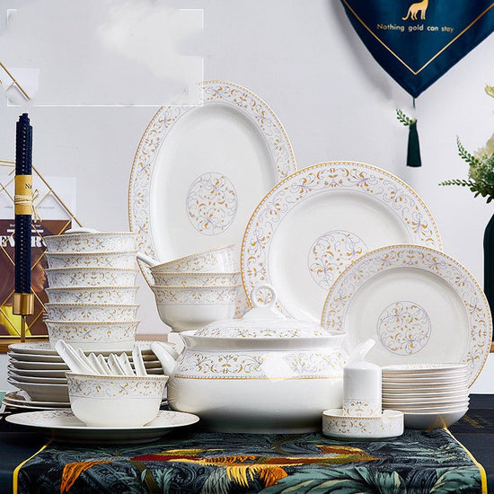 Ceramic Bowls And Saucers Set Bone China Bowls And Plates $54.23 Dana Fashion Color: Sun island style: 12heads Dana's Kitchen Product information: Material: Porcelain Microwave: available Style: Chinese Pattern: rim Surface technology: overglaze Packing: