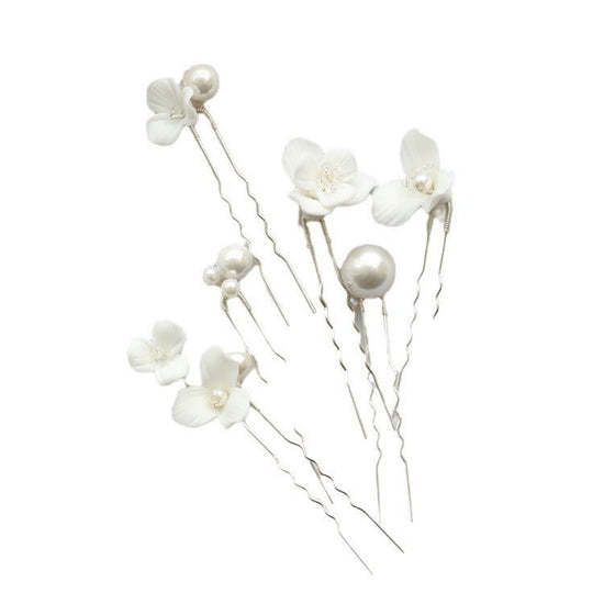 Ceramic Flower Pearl Embellished Bridal Hairpin Hair Plug Simple Hair Accessories $18.50 Dana Fashion Color: A Pair Of Gold Earrings Women's Accessories Product information: Style: Women's Color: gold one set, silver one set, gold earrings one pair (auric