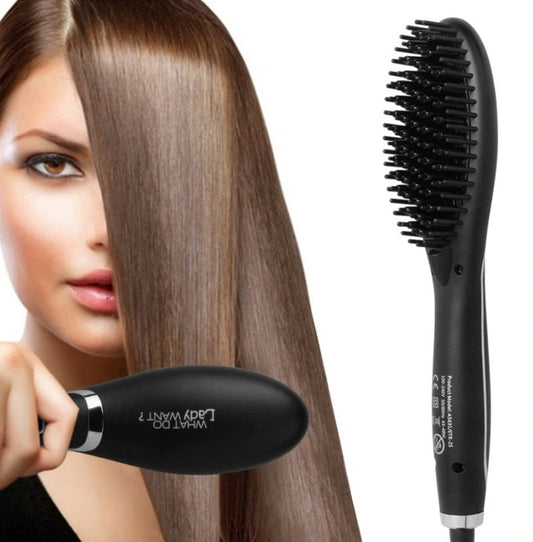 Ceramic Hair Straightening Brush $34.89 Dana Fashion Color: Black Model: EU Beauty Tools Straighten and De-tangle: LED hair brush with a 3-in-1 design Removes tangles and reduces frizz Straighten hair as you run the heated brush through your locks Also wo